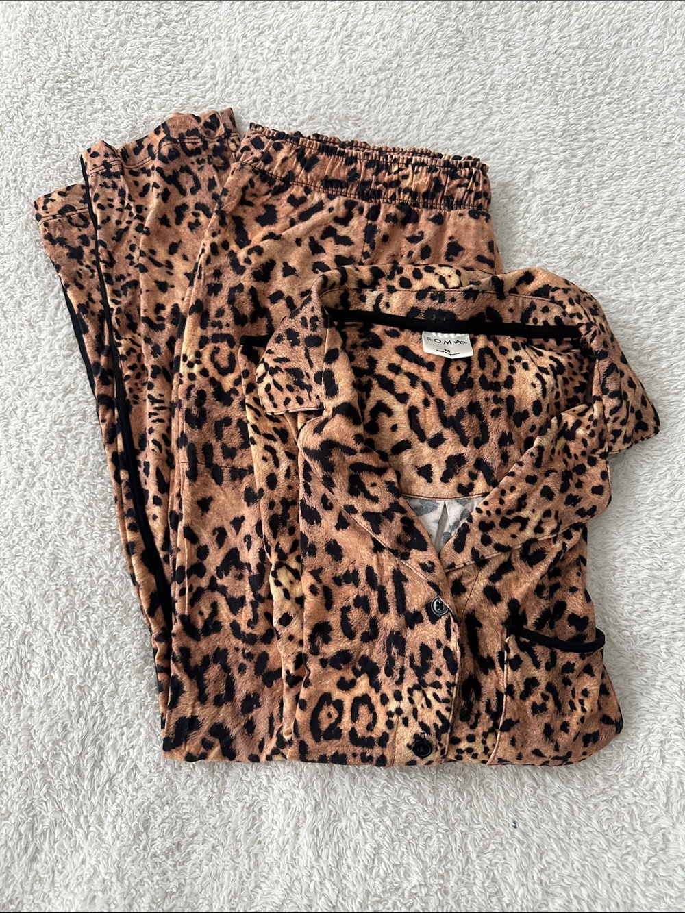 Soma Women’s Cool Nights Leopard Print Pajama Set Size M - Picture 10 of 11